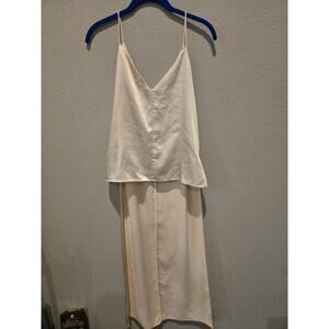 Obando Collective Women's Ivory Satin V-Neck High Low Tank Dress Size 0